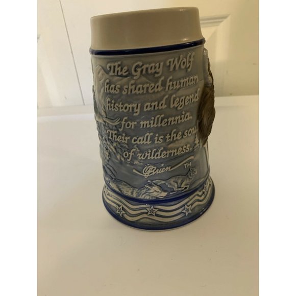 Tom O'Brien American Animal Stein The Grey Wolf Made in Brazil by Ceramarte 2000 - Picture 9 of 10